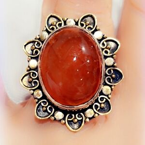 Carnelian Sterling Silver 925 Gemstone Ring